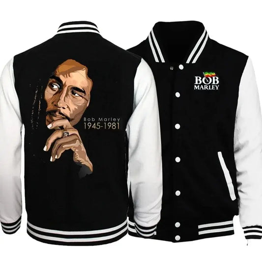Bob M-Marleys Jacket Cool Coat Sweatshirts Trend Women Men Hoodie Baseball Uniform Jacket Couple Print Cardigan Clothes Tops